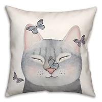 Cat with Butterflies Indoor/Outdoor Pillow