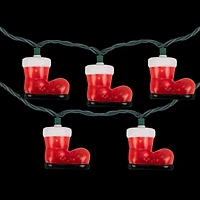 10-Count Santa's Boots Christmas Light Set  7.5ft Green Wire