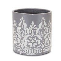 Gray Ornate Metal Planter Set