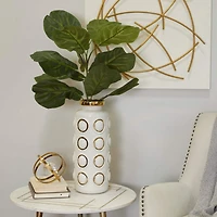 White Stoneware Contemporary Vase, 16" x 6" x 7"