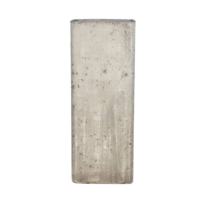 Hello Honey® 11" Silver Crosshatch Textured Mercury Glass Vase