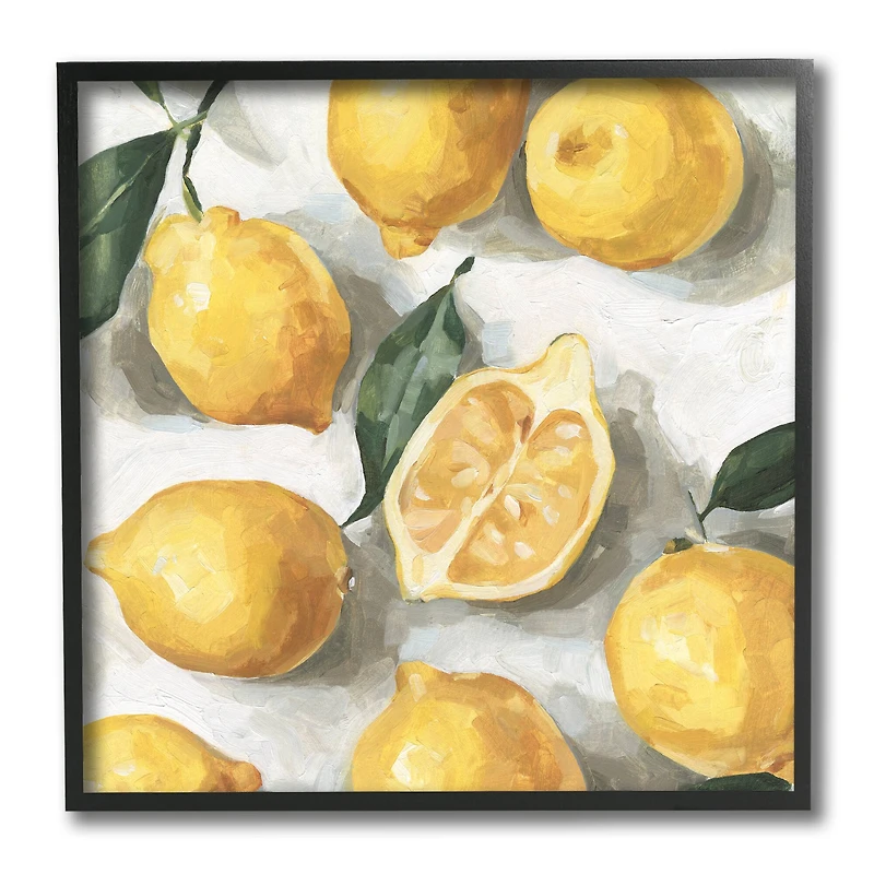 Stupell Industries Soft Yellow Citrus Lemon Pile Over White Black Framed Wall Art