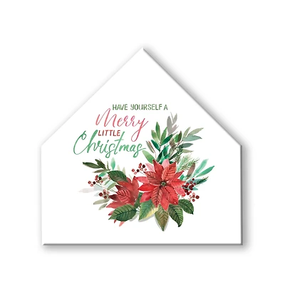 Merry Little Christmas House Shaped Canvas Wall Art