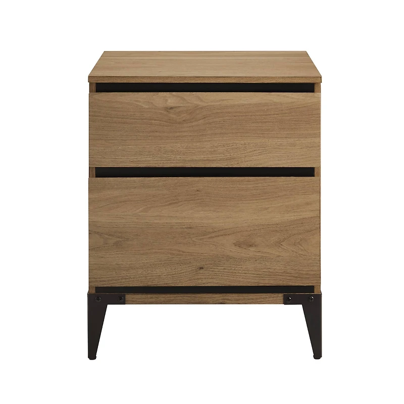 Walker Edison 20" English Oak 2-Drawer Urban Side Table