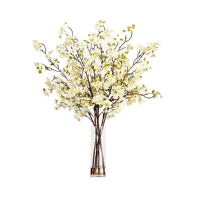 2.5ft. Artificial Cherry Blossom Arrangement in Cylinder Glass Vase