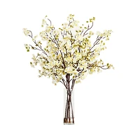 2.5ft. Artificial Cherry Blossom Arrangement in Cylinder Glass Vase