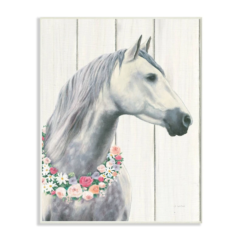 Stupell Industries Spirit Stallion with Flower Wreath Wood Wall Plaque