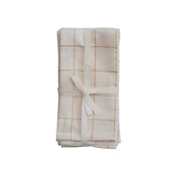 Hello Honey® Cream Square Cotton Napkins with Grid Pattern Set