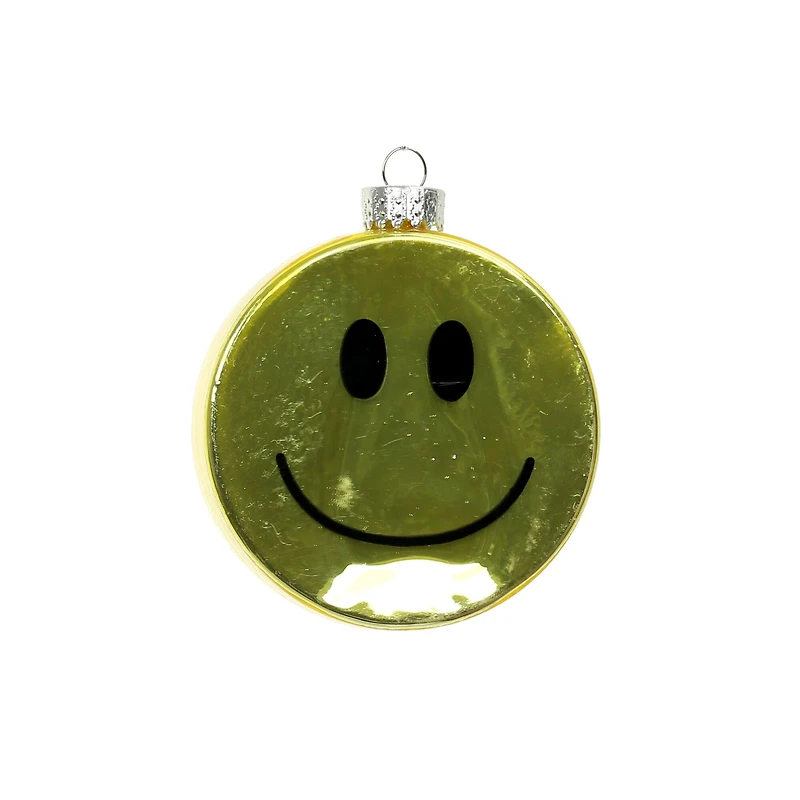3.5" Yellow Winking Smiley Face Glass Ornament by Ashland®