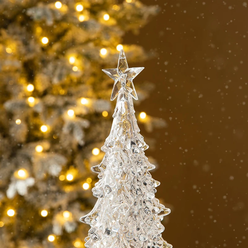 Glitzhome® 18.5" Lighted Acrylic Rotating Christmas Table Tree