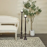 Aluminum Tall Floor Pillar Candle Holder Set
