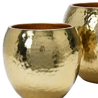 Hello Honey® Brass Finish Hammered Metal Planters Set