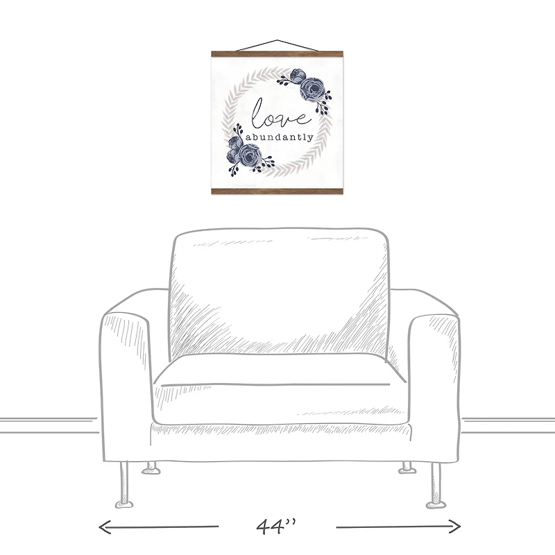 Love Abundtantly Wreath 16" x 16" Teak Hanging Canvas