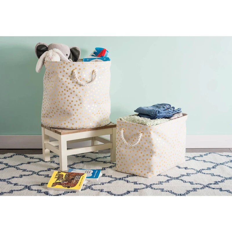 DII® Medium Round Gold Dots Polyester Bin