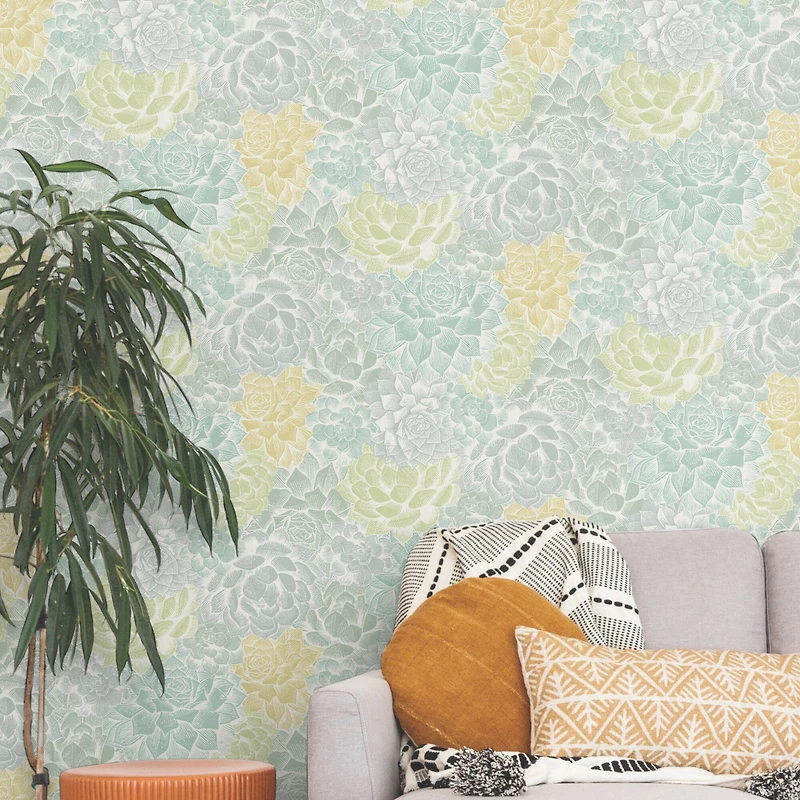 RoomMates Mr. Kate Succulent Plant Peel & Stick Wallpaper