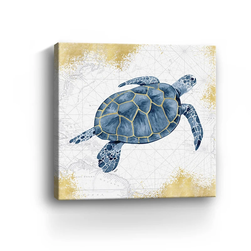 Deep Blue Sea VII White Gold Canvas Giclee