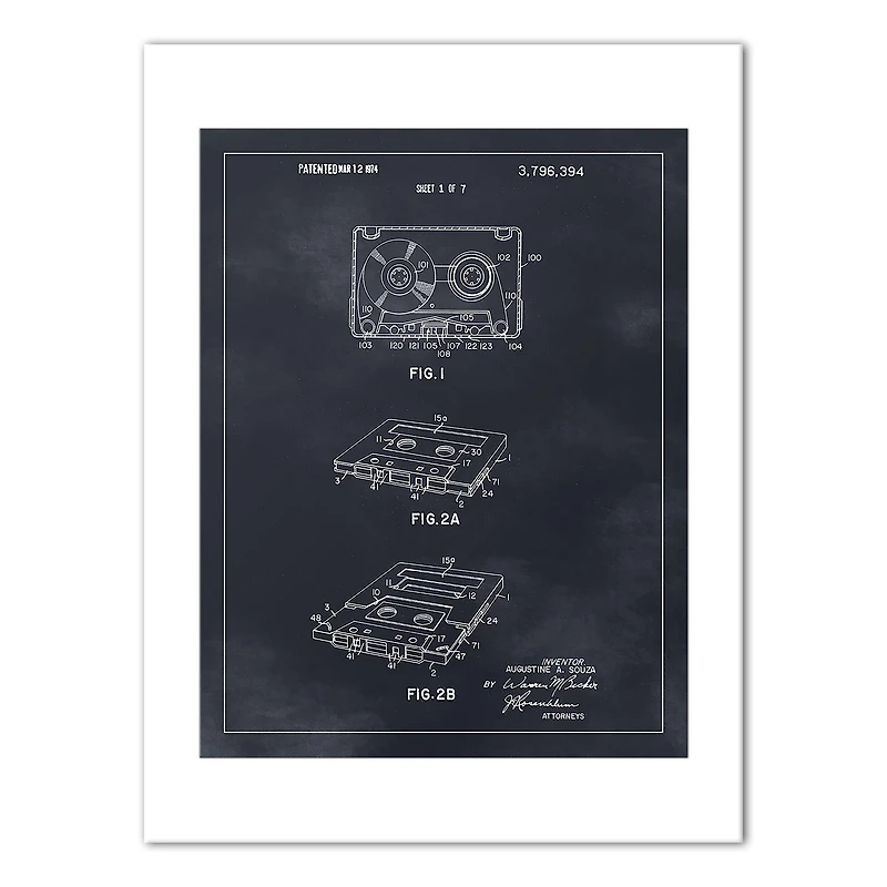 Cassette Tape Patent 12" x 16" Canvas Wall Art
