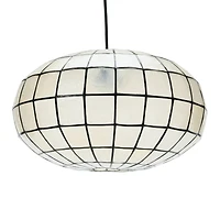 Hello Honey® 16" White Capiz Seashell & Black Oblong Ceiling Light