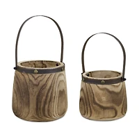 Natural Wooden Pail Set