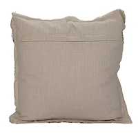 Hello Honey® 20" Cream & Brown Striped Woven Linen Fringed Pillow