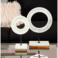 CosmoLiving by Cosmopolitan 11" White Marble Round Sculpture