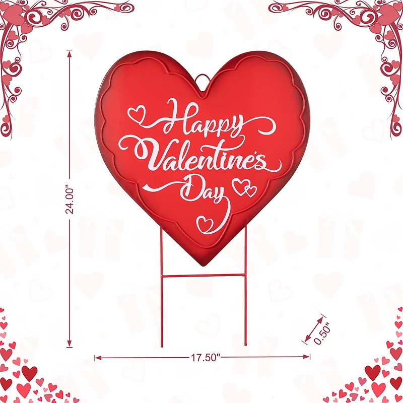 Glitzhome® 24" Metal Happy Valentine's Day Heart Yard Stake