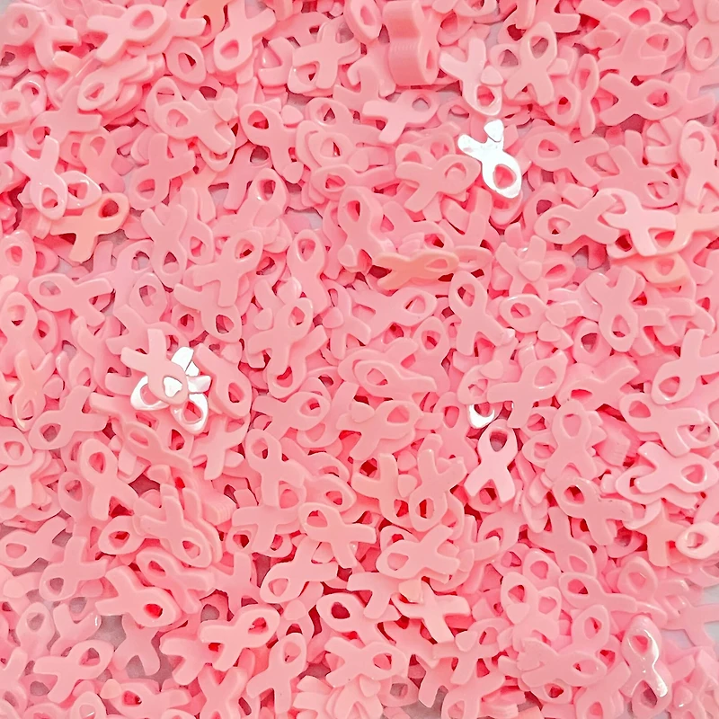 Specialty Polyester Glitter Breast Cancer Ribbon Shapes by Recollections™