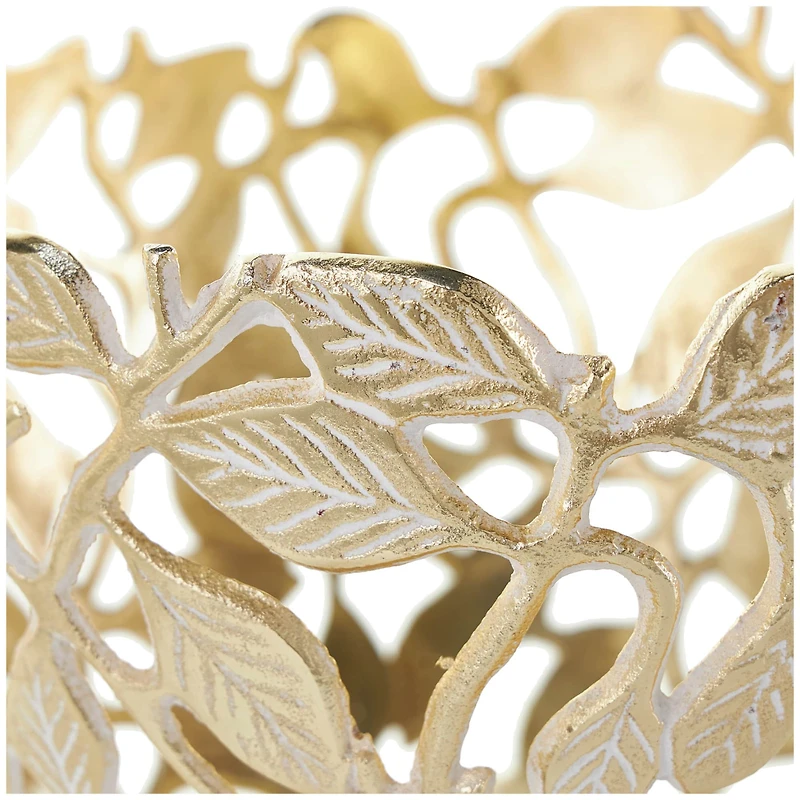 Gold & White Aluminum Leaf Decorative Bowl Set