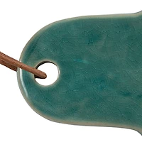 Hello Honey® 13.75" Aqua Round Stoneware Cheese Board with Leather Tie