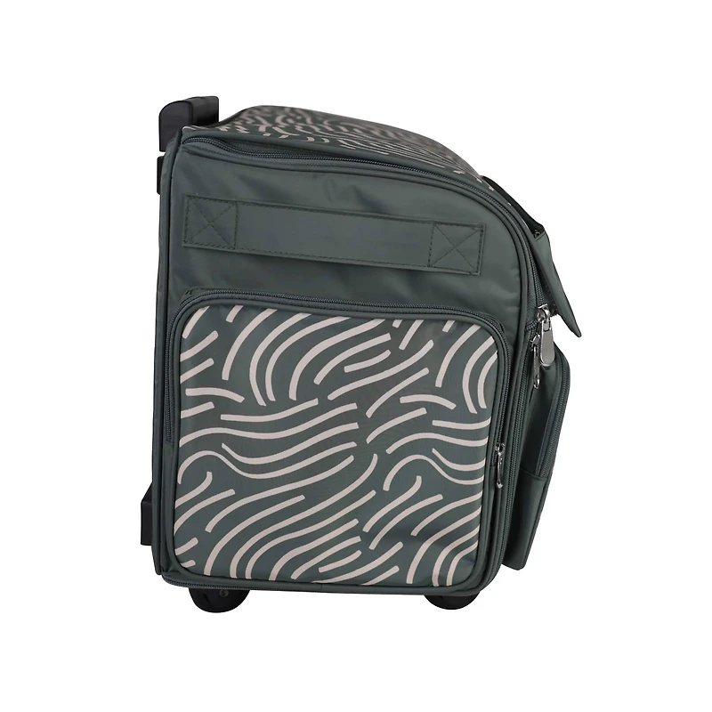 Everything Mary Gray & Pink Abstract 4 Wheel Collapsible Deluxe Sewing Machine Storage Case