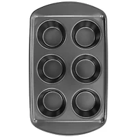 Gibson Baker's Friend Gray 6 Cup Nonstick Steel Muffin Pan