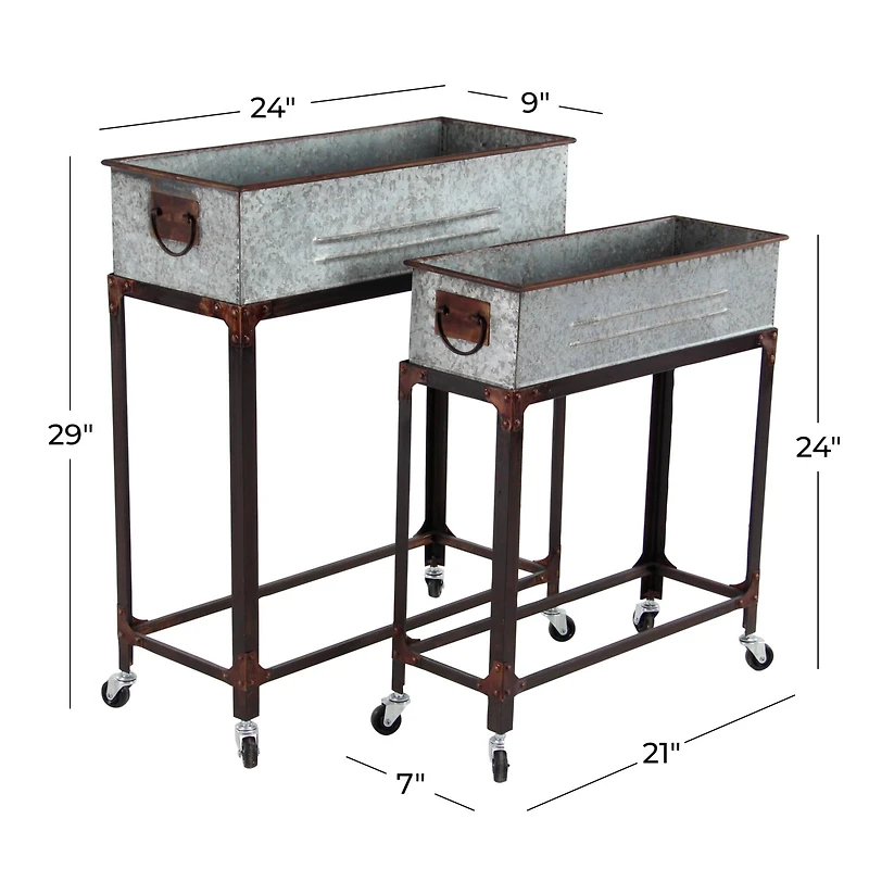 Aluminum Farmhouse Planter Set 24" & 29"