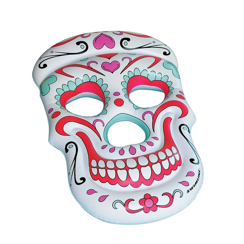 Swimline 5ft. Inflatable White & Pink Sugar Skull Swimming Pool Float