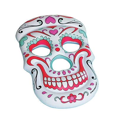 Swimline 5ft. Inflatable White & Pink Sugar Skull Swimming Pool Float