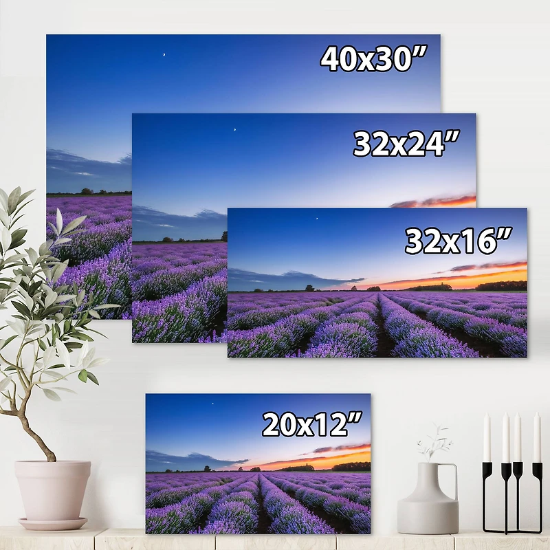 Designart - Sunrise & Dramatic Clouds Over Lavender Field I