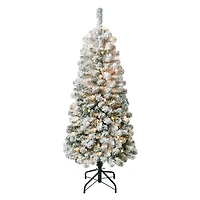 4.5ft. Pre-Lit Acacia Medium Flocked Artificial Christmas Tree, Clear Lights