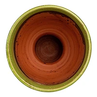 Hello Honey® 12.25" Green Round Terra-cotta Hobnail Footed Vase