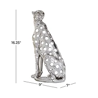 16" Silver Glam Leopard Sculpture