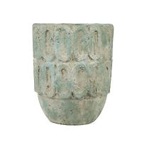 Hello Honey® 13.8" Distressed Green Rustic Cement Planter