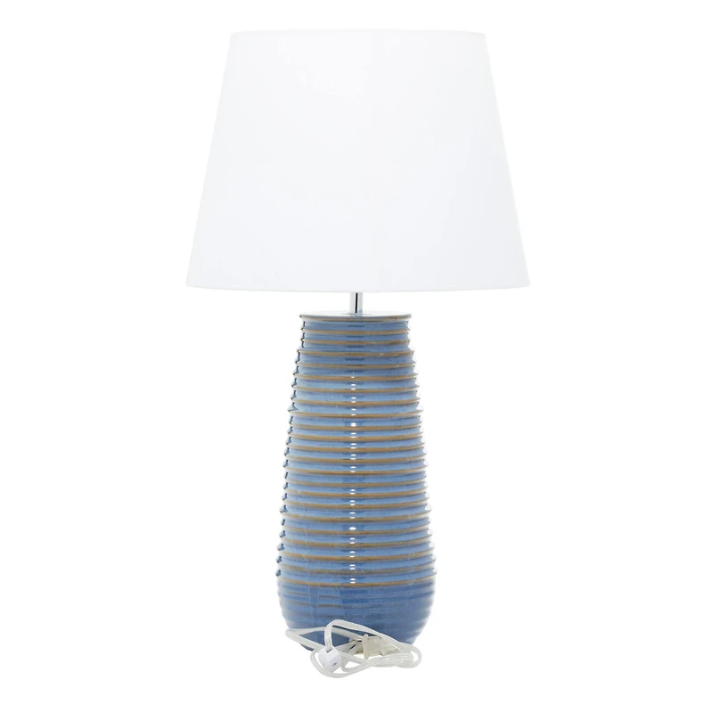 Blue Ceramic Rustic Table Lamp, 28" x 15" x 15"