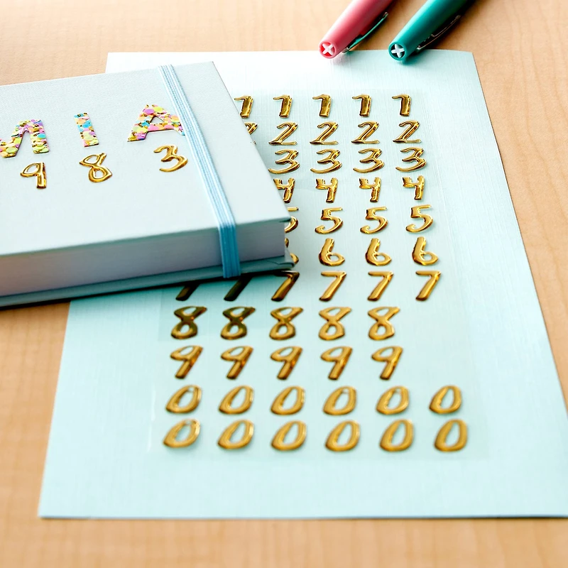 12 Packs: 66 ct. (792 total) Gold Foil Number Stickers by Recollections™
