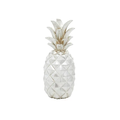 Silver Polystone Traditional Decorative Pineapple, 14" x 6" x 6"