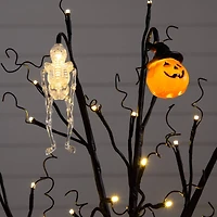 3ft. Pre-Lit Artificial Halloween Pumpkins and Skulls Ornament Tree with 48 Warm White LED Lights