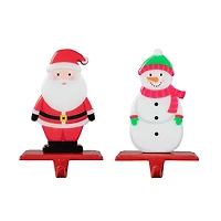 Glitzhome® 6.5" Christmas Santa & Snowman Stocking Holder Set
