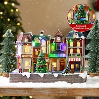 Glitzhome® 13.75" Lighted Christmas Train station Resin Village with Movement and Music