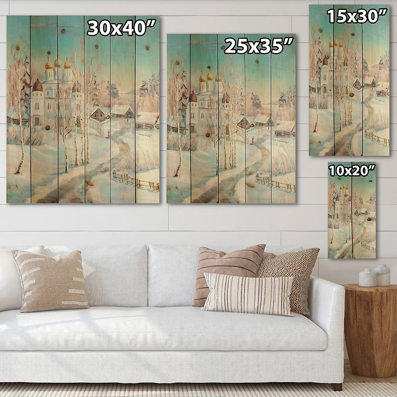 Designart - Country Road In Winter Landscape With Temple