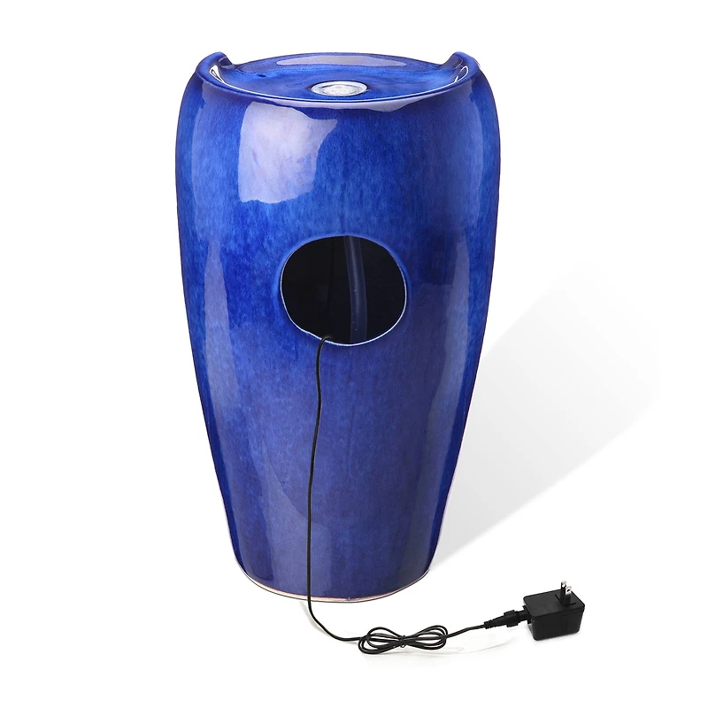 Glitzhome® 20.5" Cobalt Blue LED Ceramic Outdoor Fountain