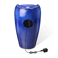 Glitzhome® 20.5" Cobalt Blue LED Ceramic Outdoor Fountain