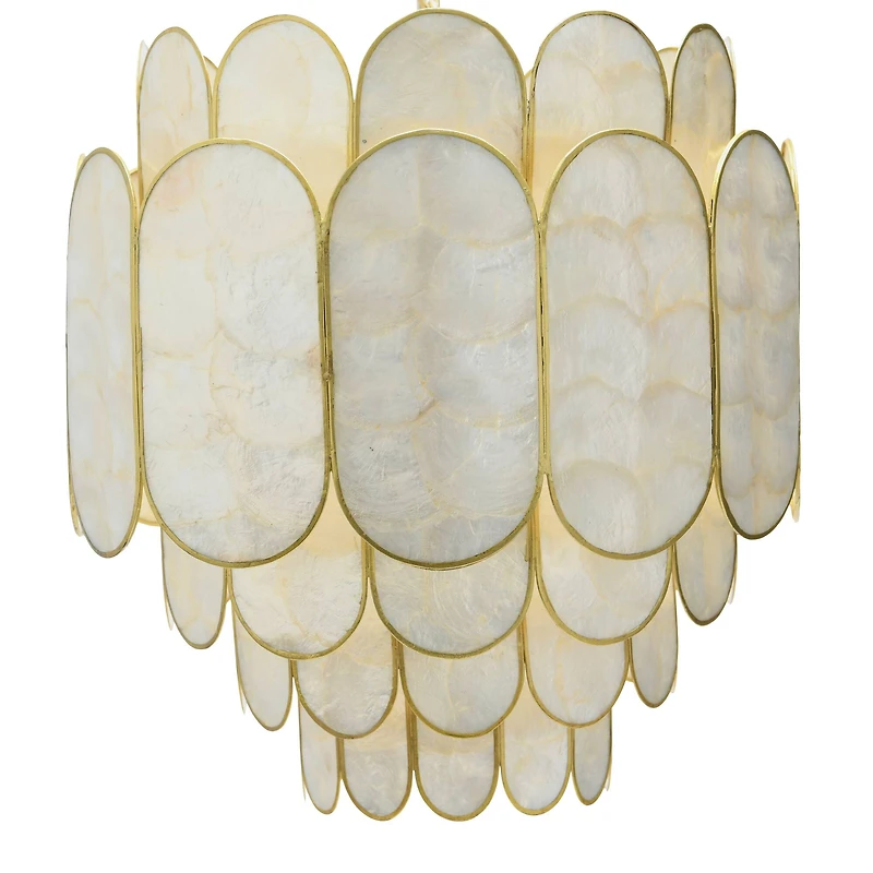 Hello Honey® 17.5" 4-Tier Capiz and Metal Chandelier