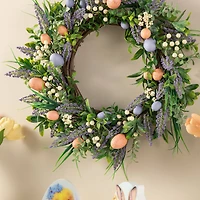 Glitzhome® 22" Easter Eggs & Lavender Wreath